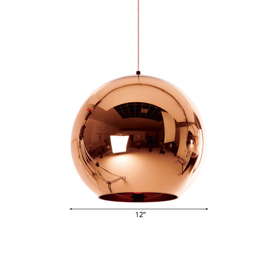 Contemporary Glass Mirror Ball Pendant Lighting - 1 Light Chrome/Gold/Rose Gold 6’/8’/10’W