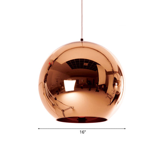 Contemporary Glass Mirror Ball Pendant Light - Chrome/Gold/Rose Gold 6/8/10 Width Hanging Ceiling