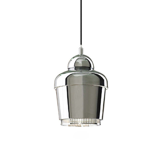 Modern Black And White Jar Pendant Light With Chrome Accents