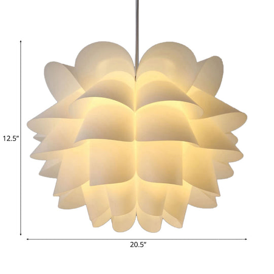 White Lotus Hanging Ceiling Lamp - Modern Acrylic Pendant Light (15’/18’/20.5’ Wide)