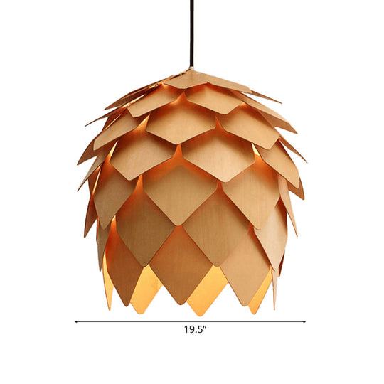 Pinecone Pendant Lighting Lodge Style Wood Adjustable Ceiling Light In Beige - 10/12 Width 1 Perfect
