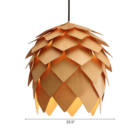 Pinecone Pendant Lighting Lodge Style Wood Adjustable Ceiling Light In Beige - 10/12 Width 1 Perfect