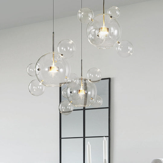 Gold Bubble Glass Pendant Light With Led Bulbs - Modernist Ceiling Lamp (1/4/6 Lights)
