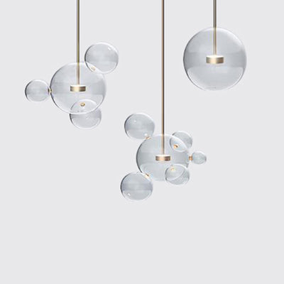 Gold Bubble Glass Pendant Light With Led Bulbs - Modernist Ceiling Lamp (1/4/6 Lights)