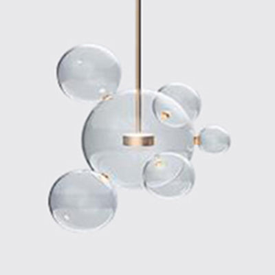 Gold Bubble Design Led Pendant Light - Clear Glass Ball Modernist Style 1/4/6 Lights 6 /