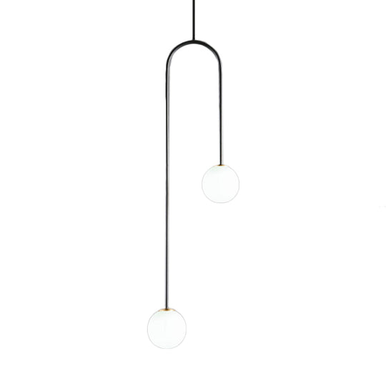 Giovanna - Stylish Black/Gold Ball Cluster Pendant Post-Modernist 2 Lights White Glass Led Ceiling
