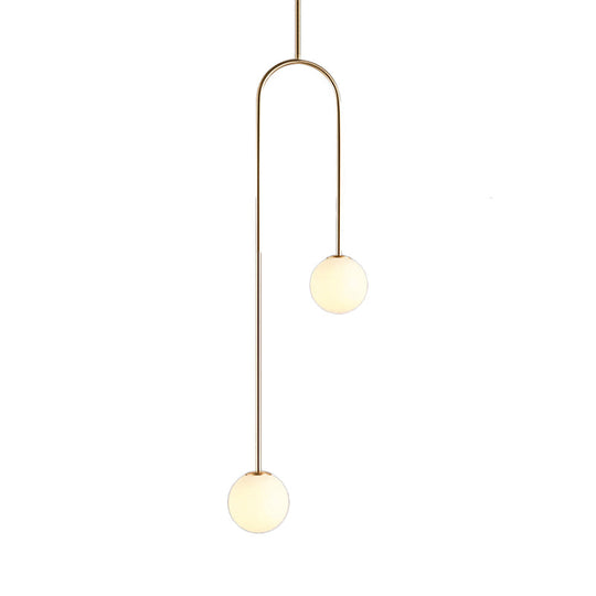Black/Gold Ball Cluster Pendant Post-Modernist 2 Lights White Glass Led Ceiling Light Fixture With
