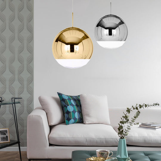 Sleek Metal Globe Pendant Ceiling Light Chrome/Gold Finish 1-Light For Chic Décor Available In