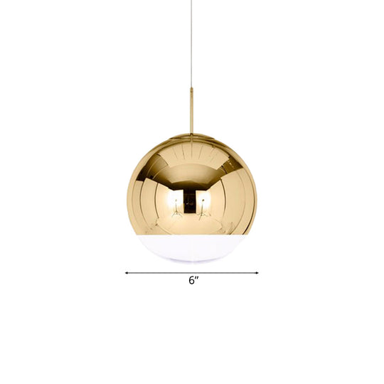 Sleek Metal Globe Pendant Ceiling Light Chrome/Gold Finish 1-Light For Chic Décor Available In