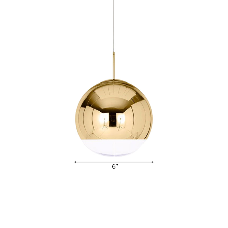 Sleek Globe Pendant Ceiling Light: Simplicity In Chrome/Gold 1-Light 6/8/10W