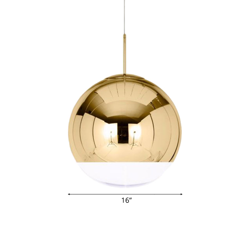 Sleek Metal Globe Pendant Ceiling Light Chrome/Gold Finish 1-Light For Chic Décor Available In