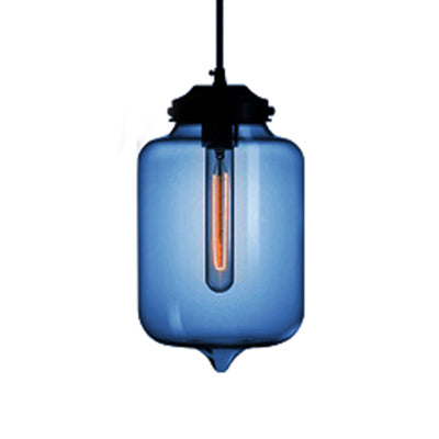 Teardrop Pendant Light - Modern Style Glass 1-Light Red/Brown/Blue Hanging Design Dark Blue
