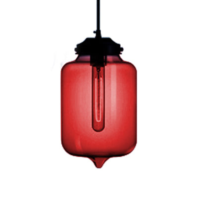 Modern Teardrop Glass Pendant Light With Red/Brown/Blue Hue - 1-Light Hanging Fixture Red