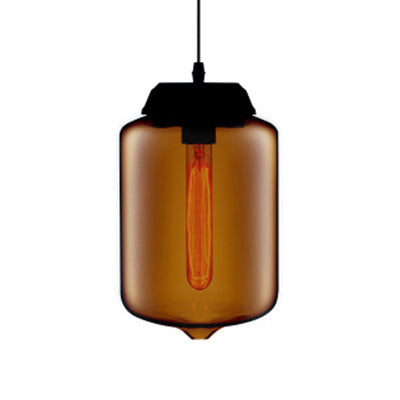 Teardrop Pendant Light - Modern Style Glass 1-Light Red/Brown/Blue Hanging Design Brown