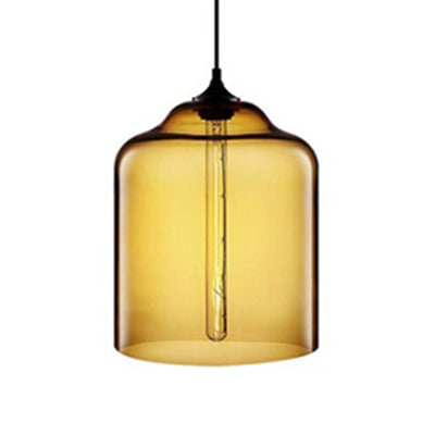 Glass Jug Suspension Light - Contemporary Red/Brown/Blue Ceiling Pendant Amber