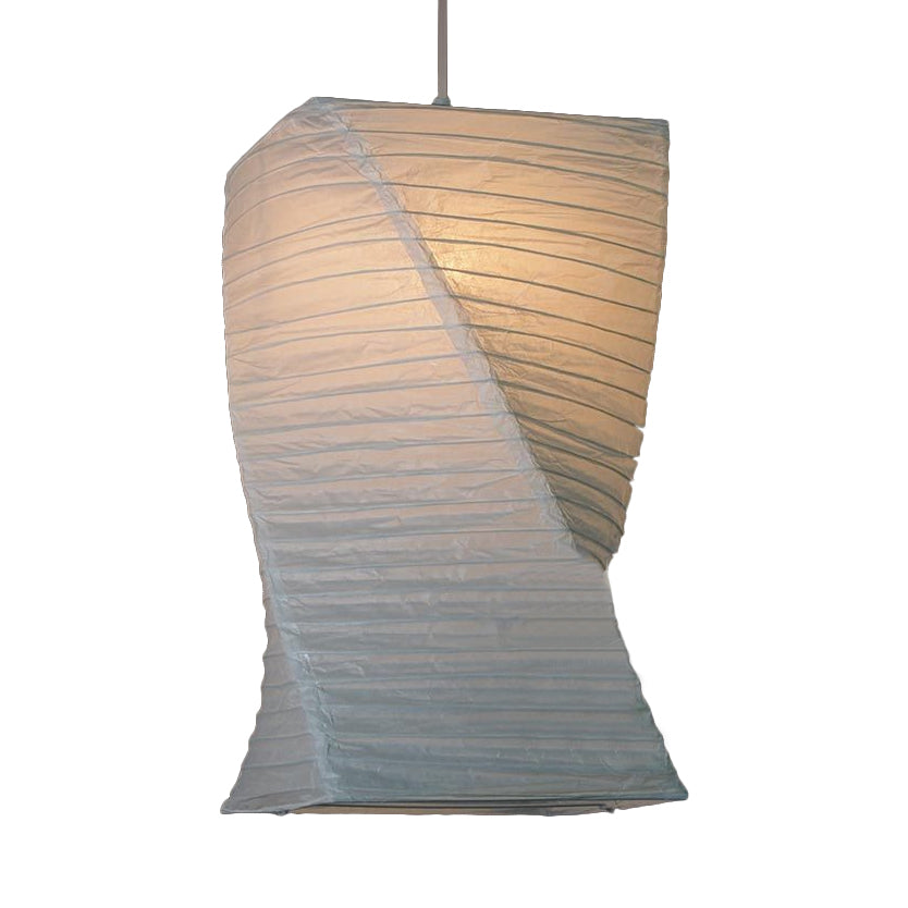 Retro Fabric Lantern Ceiling Pendant - 1-Light White Lamp Kit In 3 Sizes