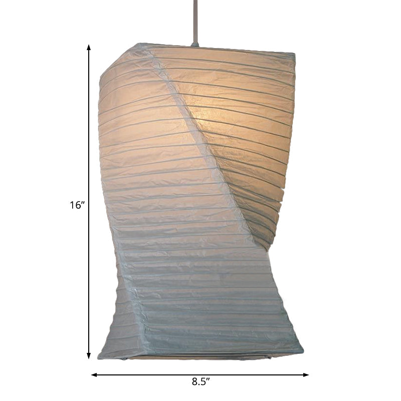 Retro Fabric Lantern Ceiling Pendant Light - 1 White Hanging Lamp Kit 8.5’/10.5’/11.5’ Wide