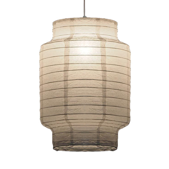 Retro Fabric Lantern Ceiling Pendant Light - 1 White Hanging Lamp Kit 8.5’/10.5’/11.5’ Wide