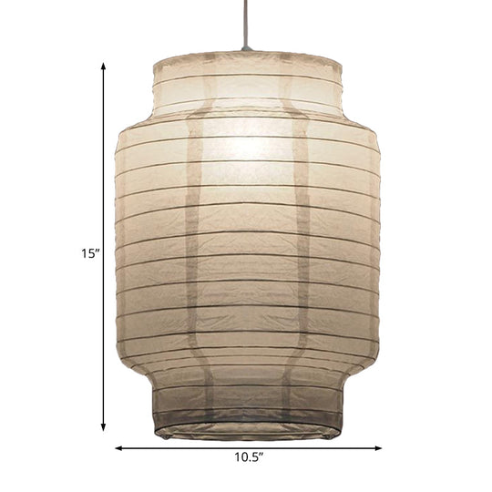 Retro Fabric Lantern Ceiling Pendant Light - 1 White Hanging Lamp Kit 8.5’/10.5’/11.5’ Wide