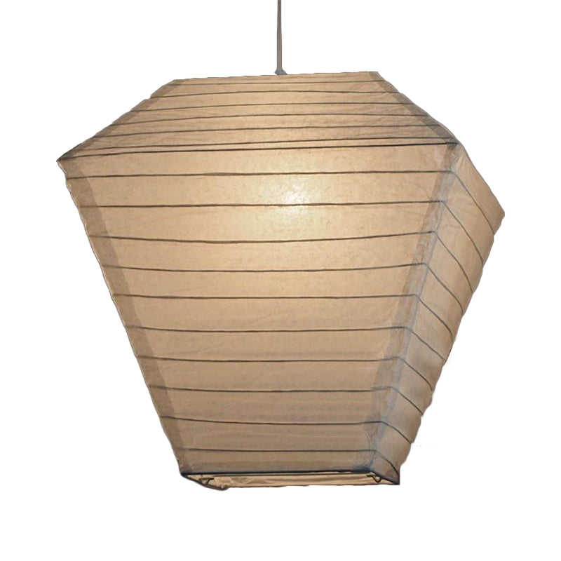 Retro Fabric Lantern Ceiling Pendant Light - 1 White Hanging Lamp Kit 8.5’/10.5’/11.5’ Wide
