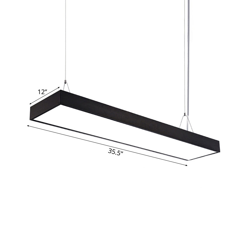 Sleek Rectangular Led Hanging Light - Minimal Silver/Black/White 23.5’/35.5’/47’ Long 5’/8’/12’ Wide