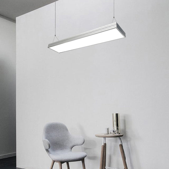 Sleek Led Office Pendant Lamp - Silver/Black Ridged Metal Shade Simplicity Ceiling Light Ideal For