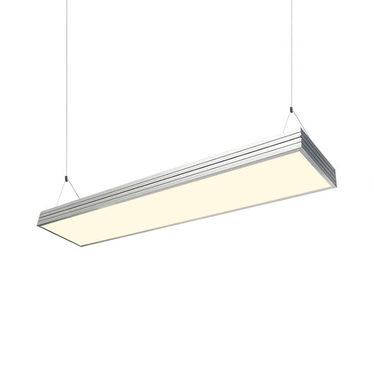 Ridged Metal Shade Led Office Pendant Lamp – Simplicity Silver/Black Ceiling Light Fixture For
