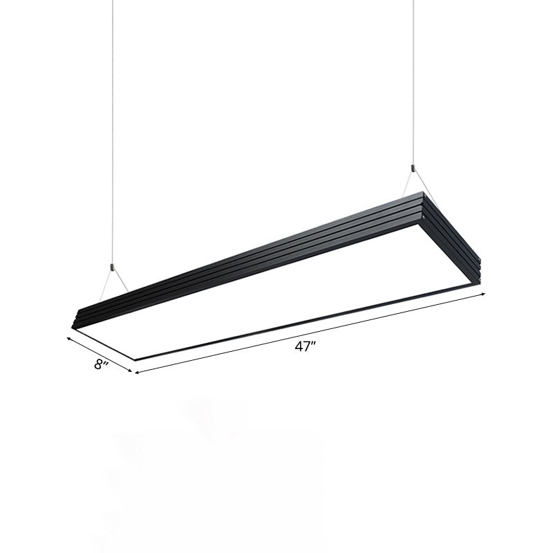 Ridged Metal Shade Led Office Pendant Lamp – Simplicity Silver/Black Ceiling Light Fixture For