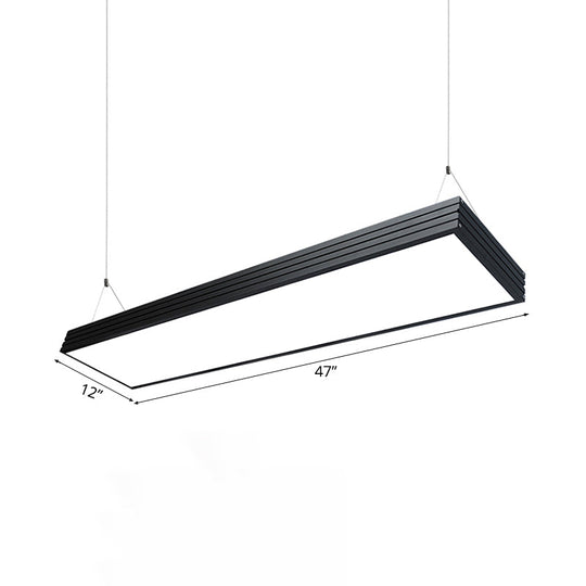 Ridged Metal Shade Led Office Pendant Lamp – Simplicity Silver/Black Ceiling Light Fixture For