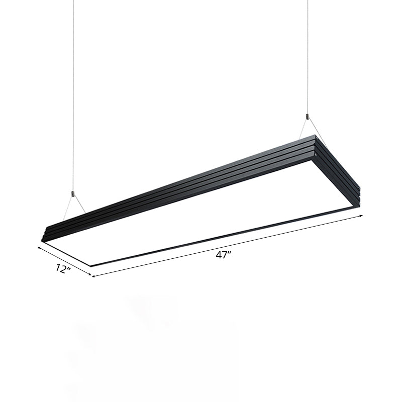 Sleek Led Office Pendant Lamp - Silver/Black Ridged Metal Shade Simplicity Ceiling Light Ideal For