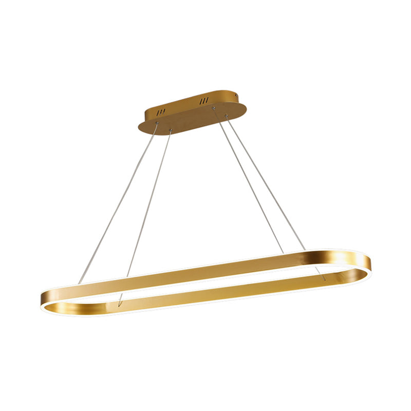Gold/White Oval Suspension Pendant Led Ceiling Light - 31.5’’/39’’/47’’ Wide Minimalist