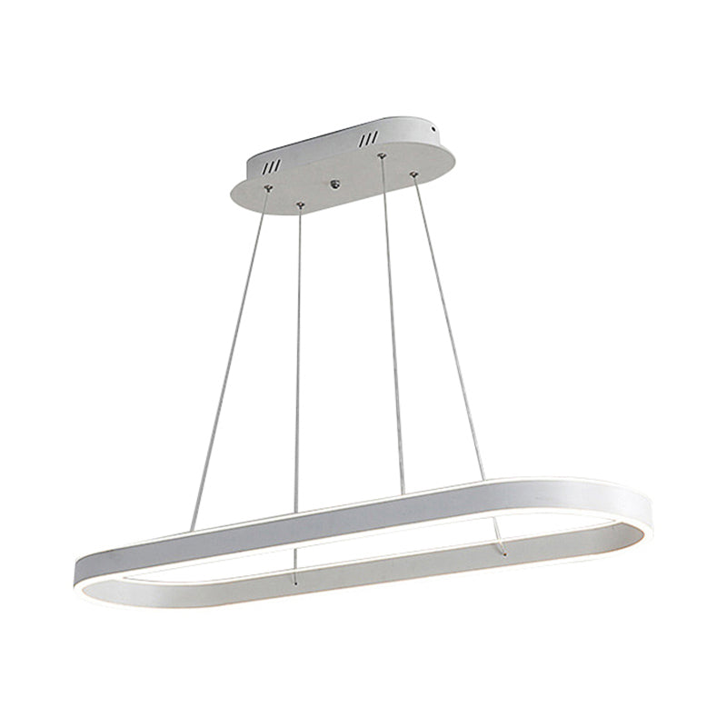 Minimalist Oval Led Ceiling Light In Gold/White - 31.5/39/47 Width Warm/White For Island