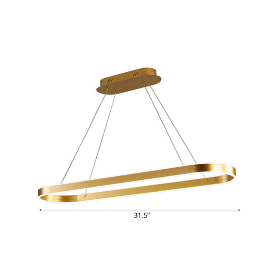 Gold/White Oval Suspension Pendant Led Ceiling Light - 31.5’’/39’’/47’’ Wide Minimalist