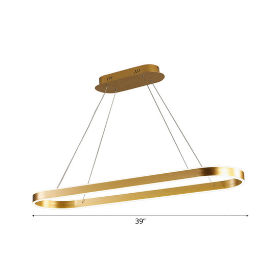 Gold/White Oval Suspension Pendant Led Ceiling Light - 31.5’’/39’’/47’’ Wide Minimalist
