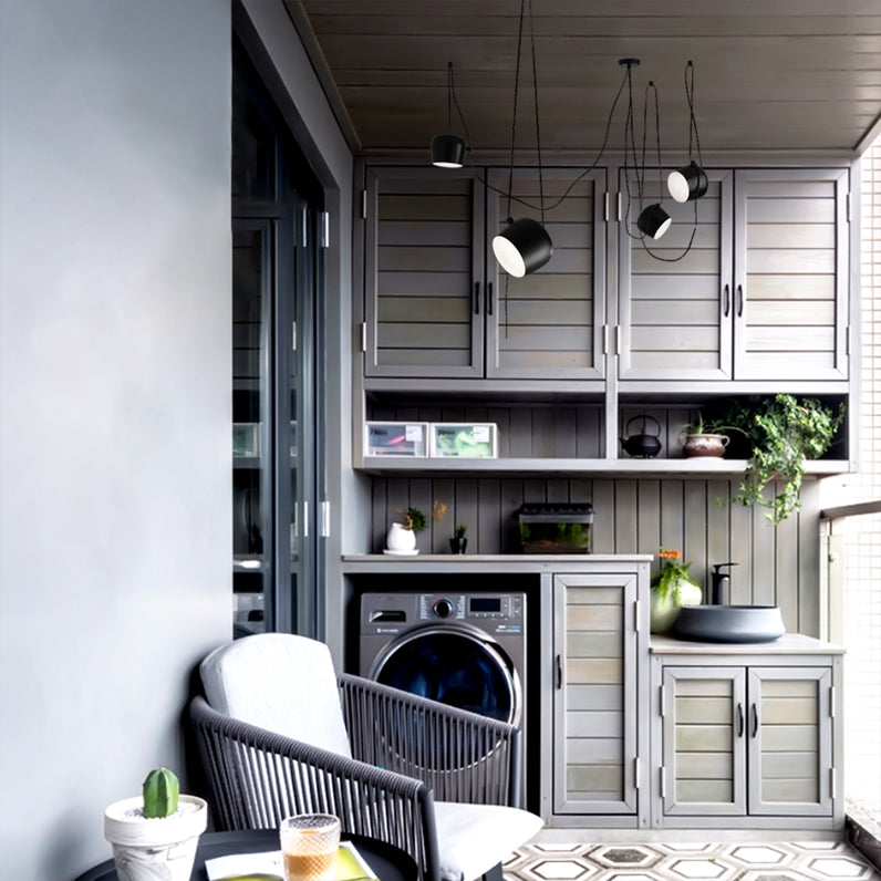 Modern Metal Pendant Light Kit With Adjustable Cord - 3/4 Heads In Black/White