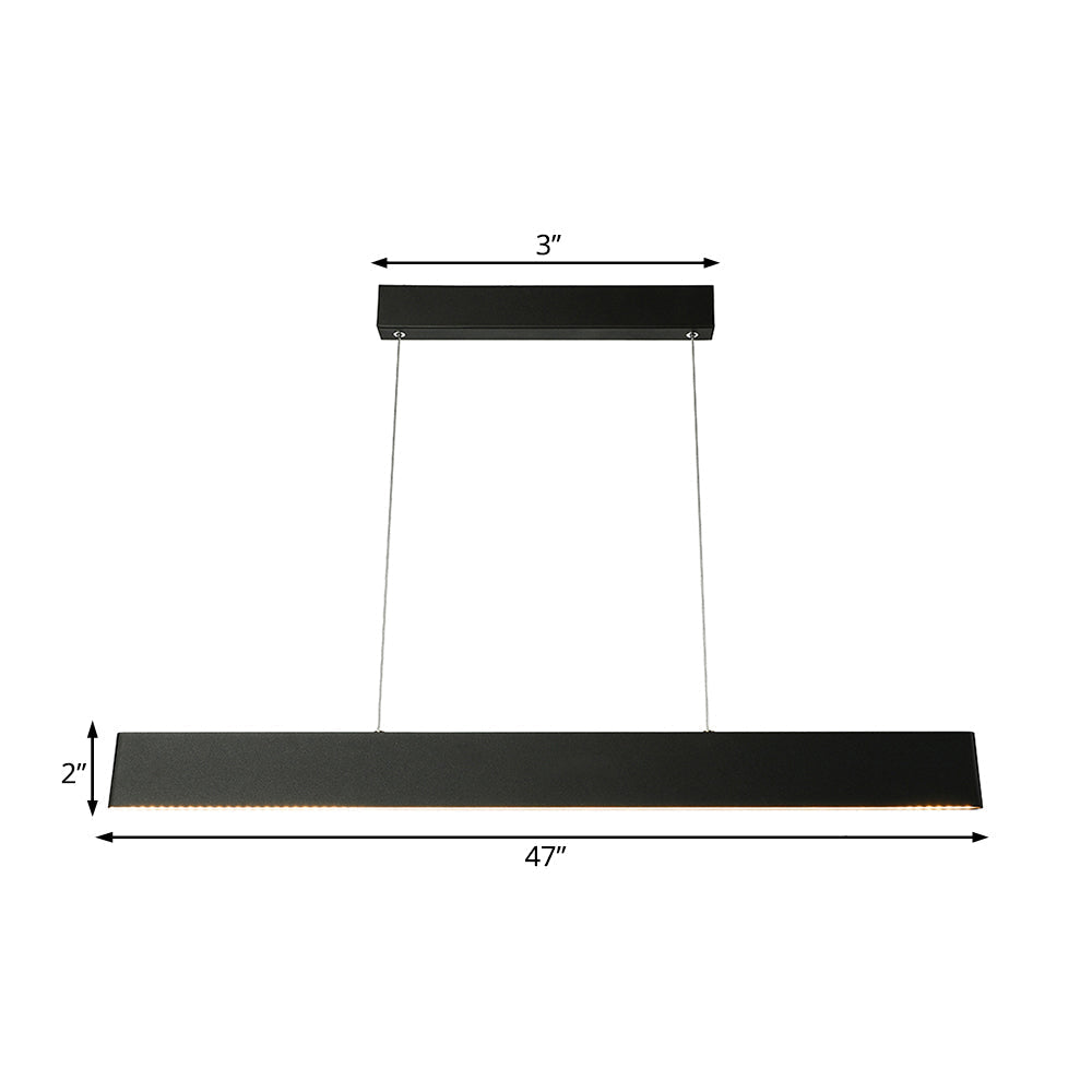 Modern Black Led Pendant Light 36/47 Wide Blade Hanging Ceiling Fixture For Dining Room In