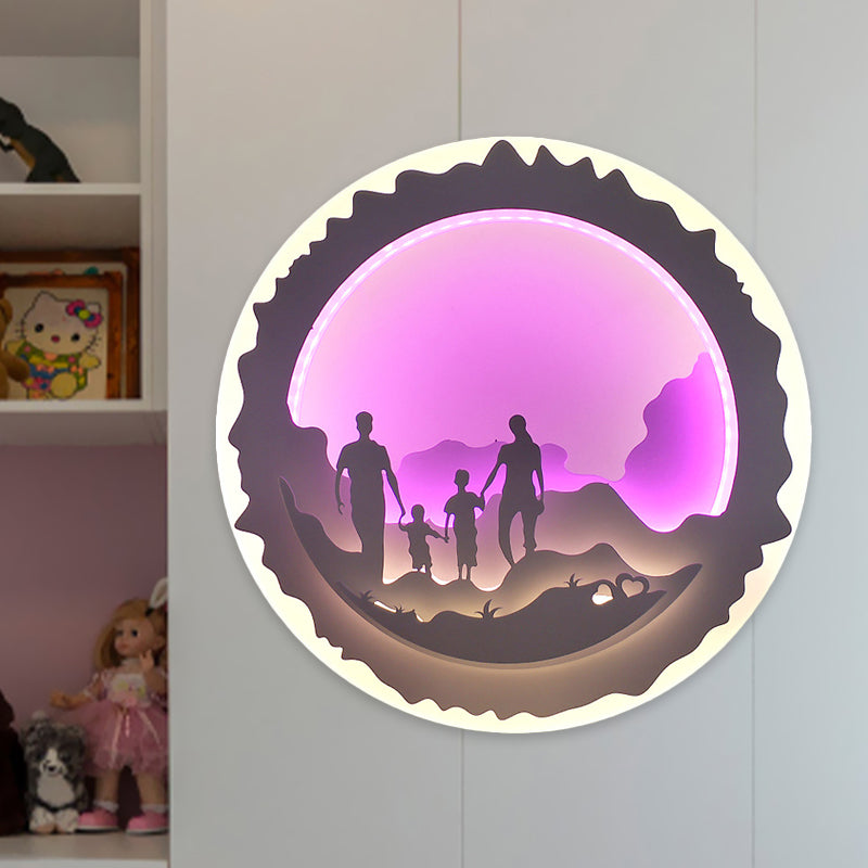 Chinese Style Led Wall Mounted Bedroom Mural Light With Loving Family/Surfing Pattern In