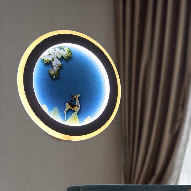 Nordic Style Elk Deer Wall Mounted Led Light In Blue/Yellow Acrylic Design