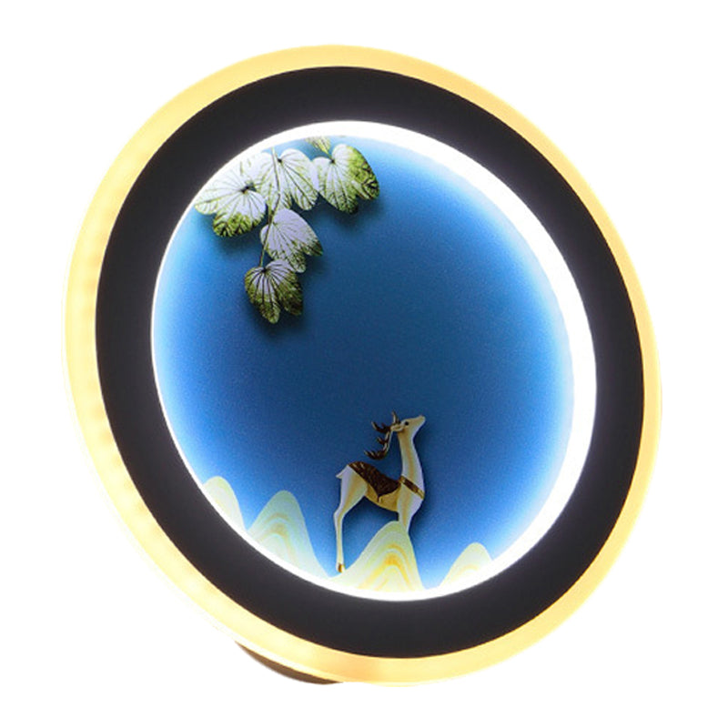 Nordic Style Elk Deer Wall Mounted Led Light In Blue/Yellow Acrylic Design