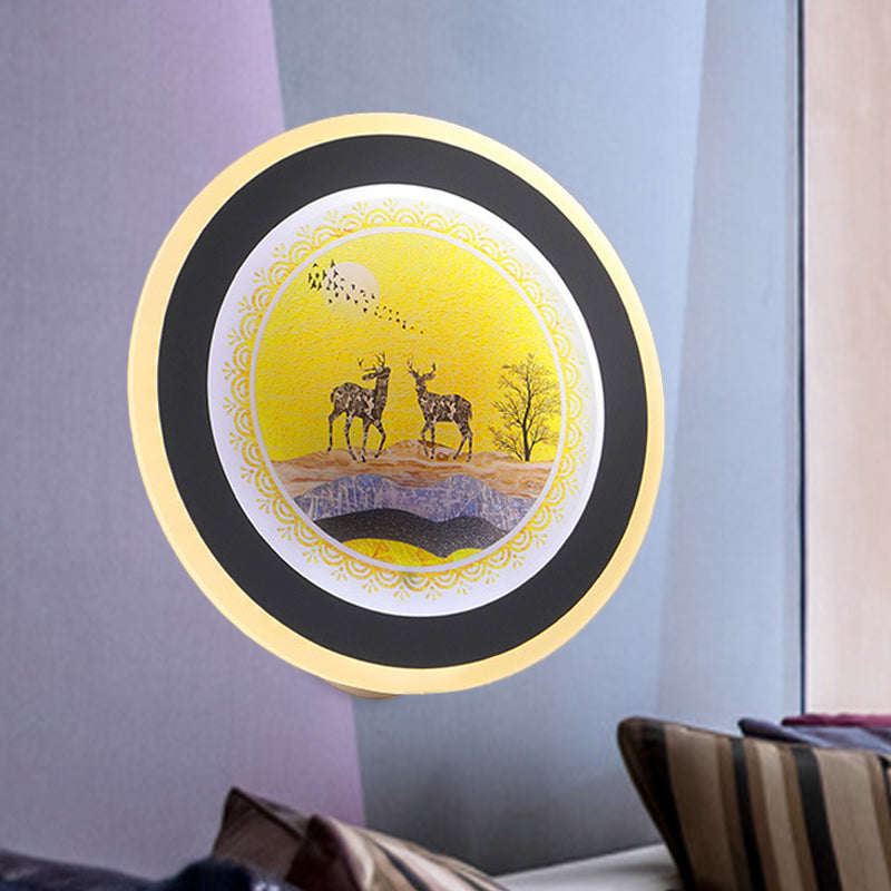 Nordic Style Elk Deer Wall Mounted Led Light In Blue/Yellow Acrylic Design Yellow