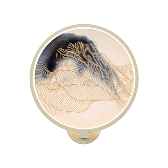 Chinese Led Acrylic Mountain Wall Lamp: White Mural Lighting For Living Room