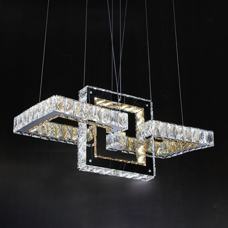 Minimalist Remote Control Led Pendant Light With Crystal Frame