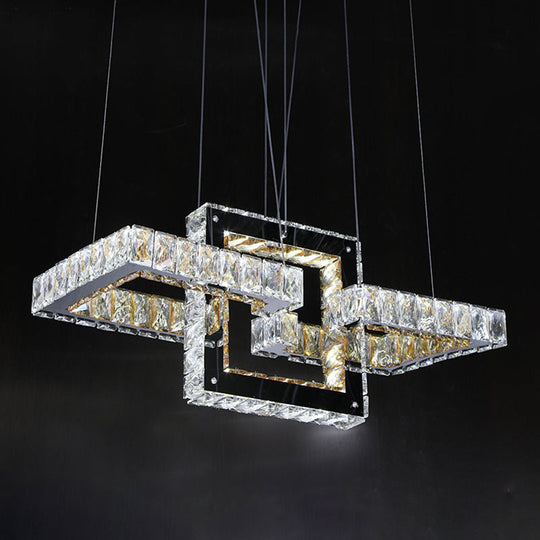 Minimalist Remote Control Led Pendant Light With Crystal Frame