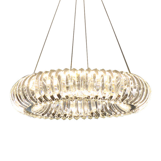 Minimalist Led Crystal Donut Pendant Light Fixture For Dining Room Chandelier