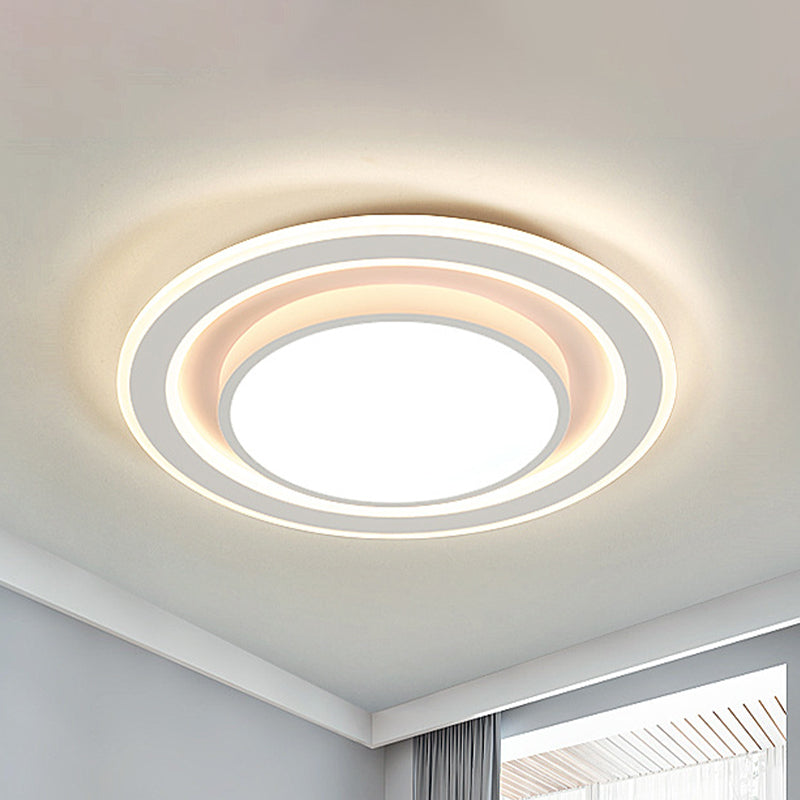 White Led Flush Mount Lamp For Bedroom Acrylic Round/Square Flushmount Fixture