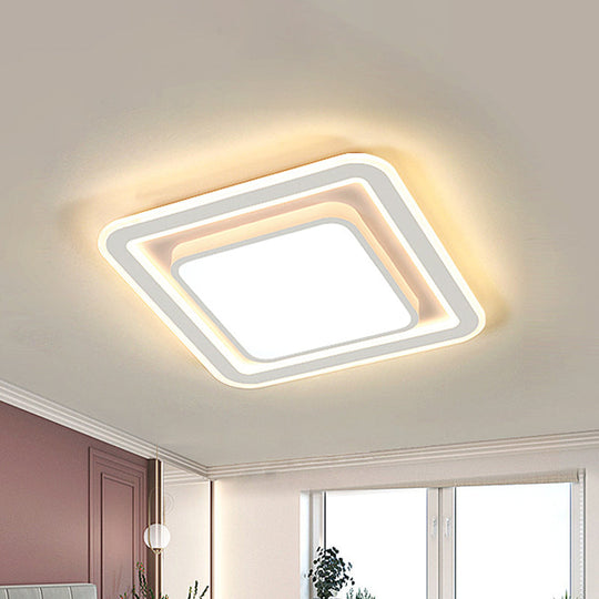 White Led Flush Mount Lamp For Bedroom Acrylic Round/Square Flushmount Fixture