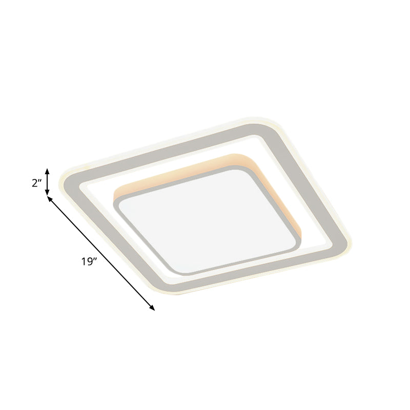 White Led Flush Mount Lamp For Bedroom Acrylic Round/Square Flushmount Fixture
