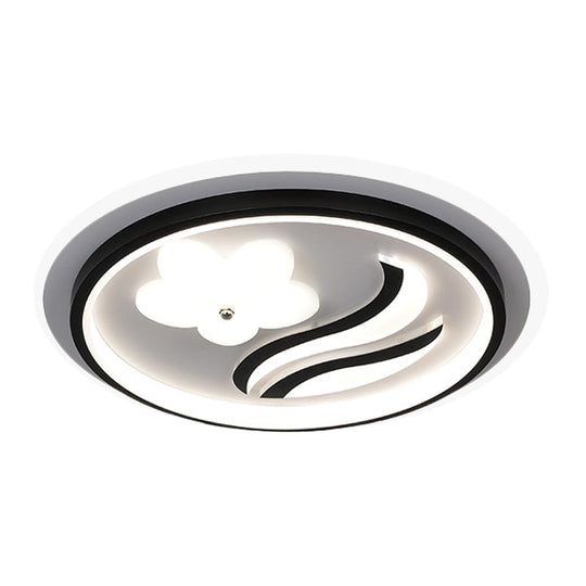 Modern Flower-Inspired Black Acrylic Led Flush Mount Light For Bedroom (Customizable In 15 Days)