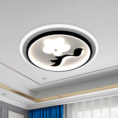 Modern Flower-Inspired Black Acrylic Led Flush Mount Light For Bedroom (Customizable In 15 Days) / C