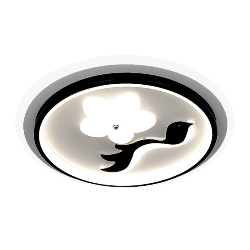 Modern Flower - Inspired Black Acrylic Led Flush Mount Light For Bedroom (Customizable In 15 Days)